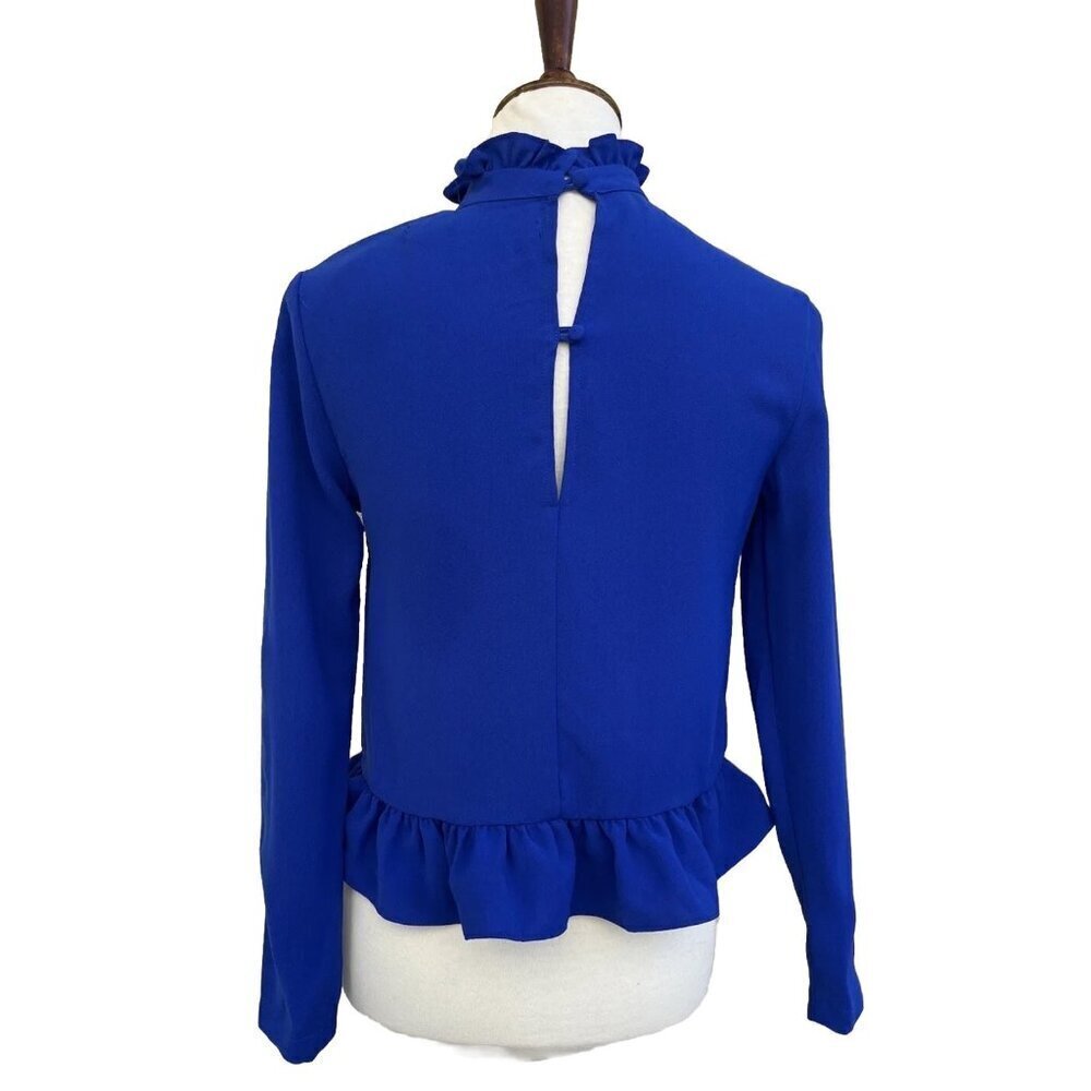 Code X Mode Women’s Blue Ruffle High Neck Top Size XS Polyester NWOT - Picture 10 of 12